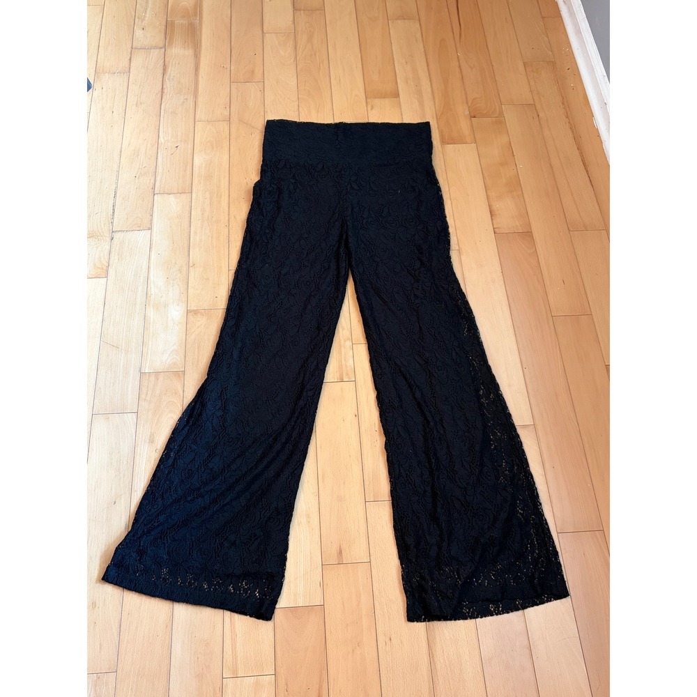 Shyanne Lace Flare Pants Womens Medium Black High Waist Western Festival Boho